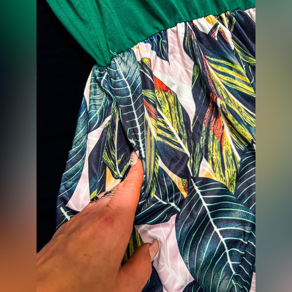 Ouges Women’s Green Palm Maxi Dress With Pockets … - image 6